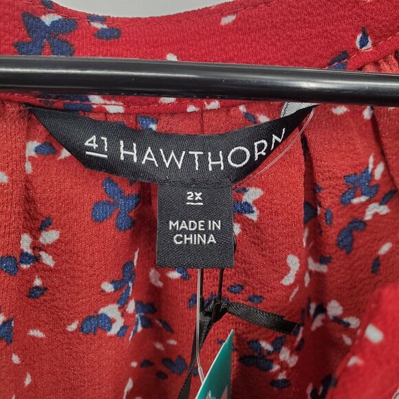 41 Hawthorn Morey Split Neck Short Sleeve Blouse Top Women Size Plus 2X NWT - Picture 3 of 12